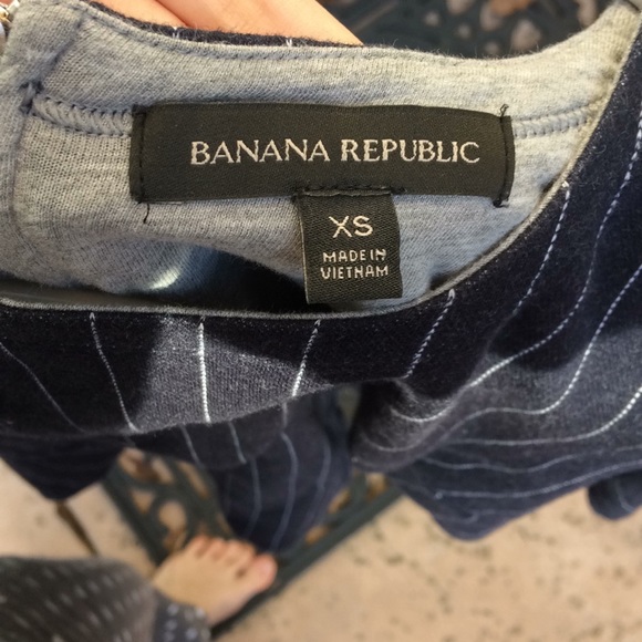 SALE! Banana Republic Navy Stripped Peplum Top - Picture 3 of 6